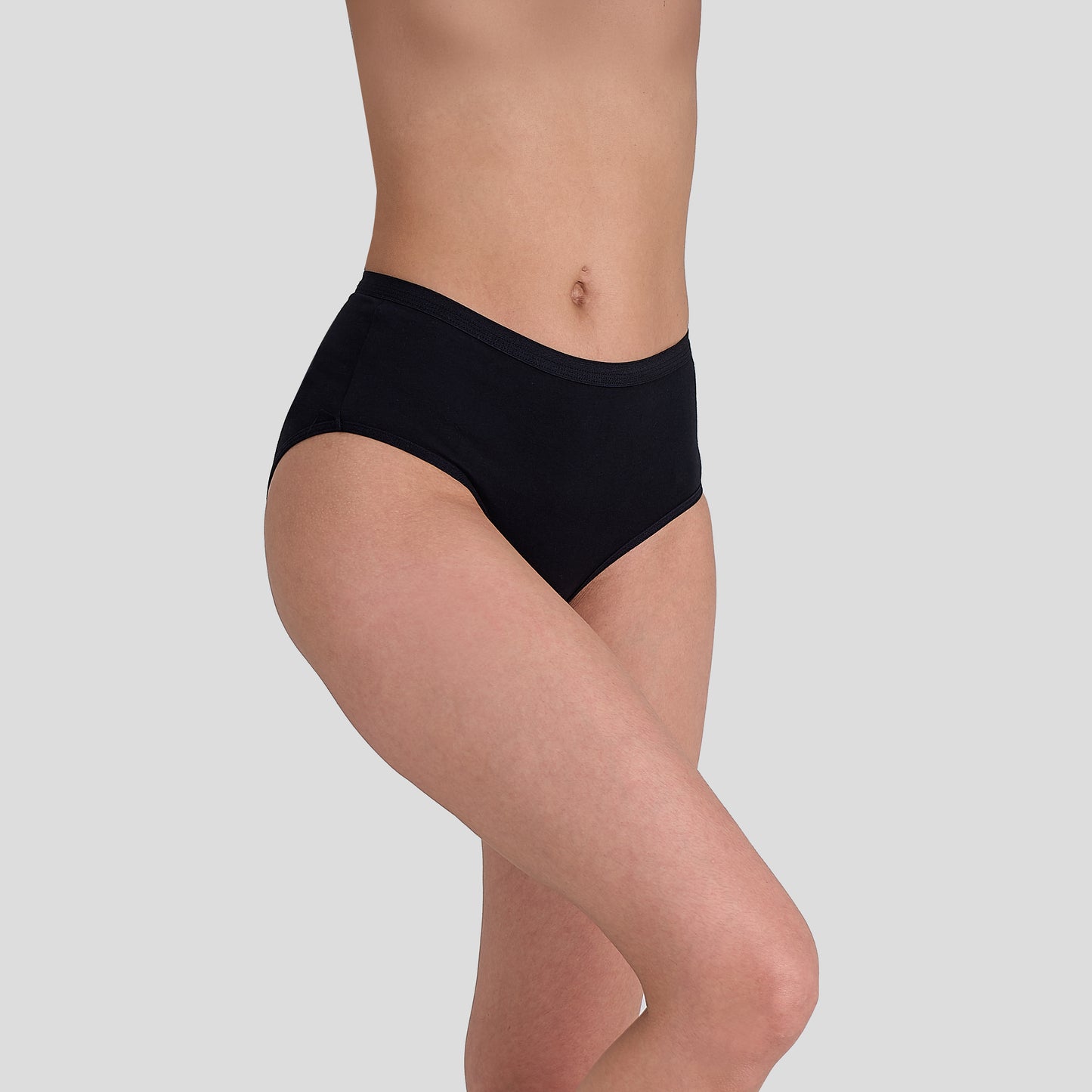 Dice Black high-waisted underwear worn by a person on a light gray background