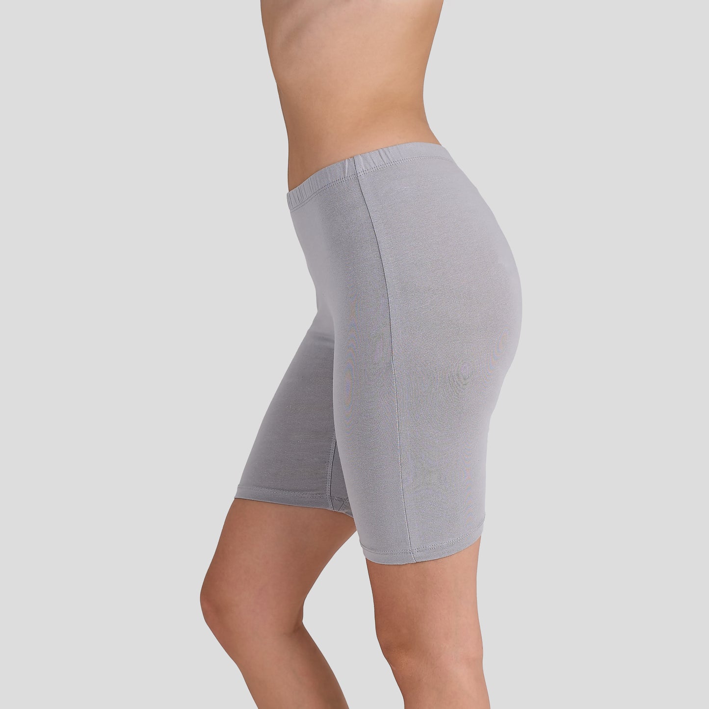 Dice Gray compression shorts worn by a person on a light gray background