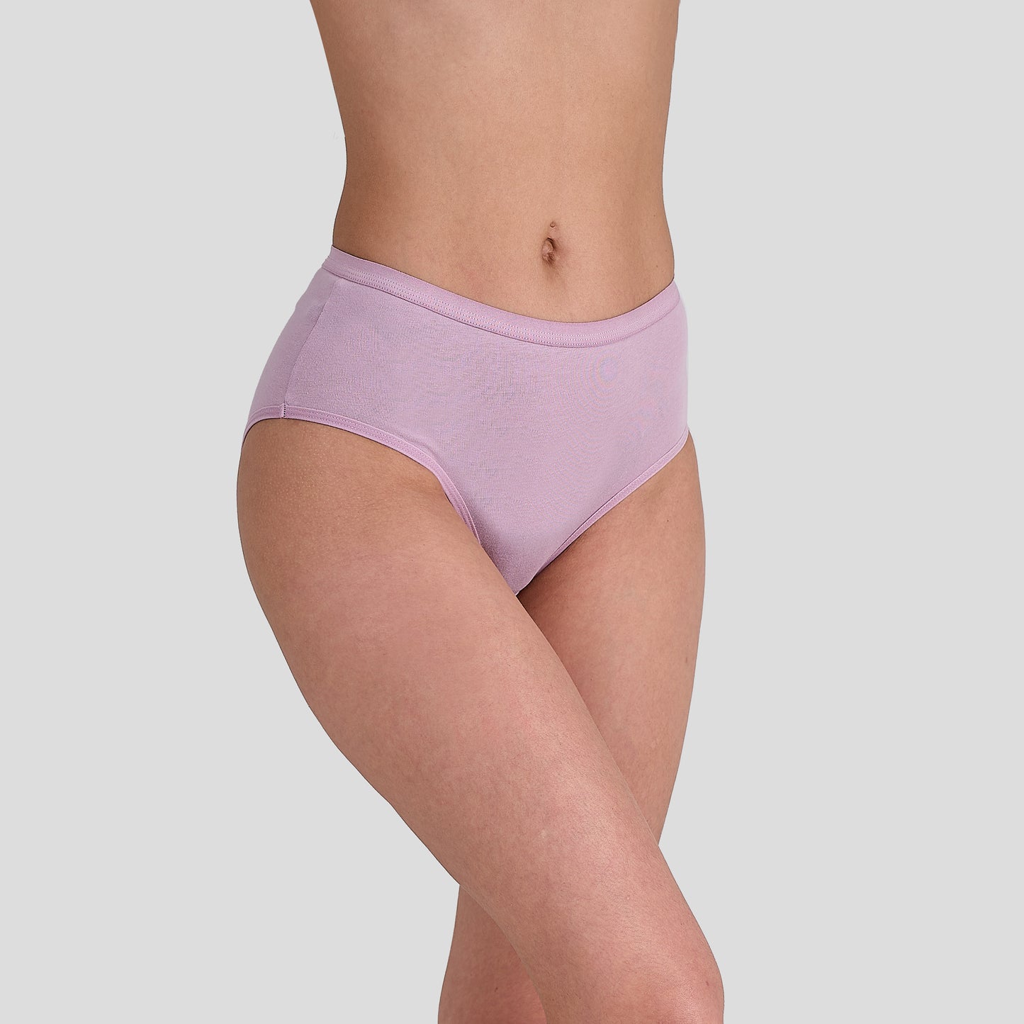 Person wearing a Dice light purple underwear on a plain background