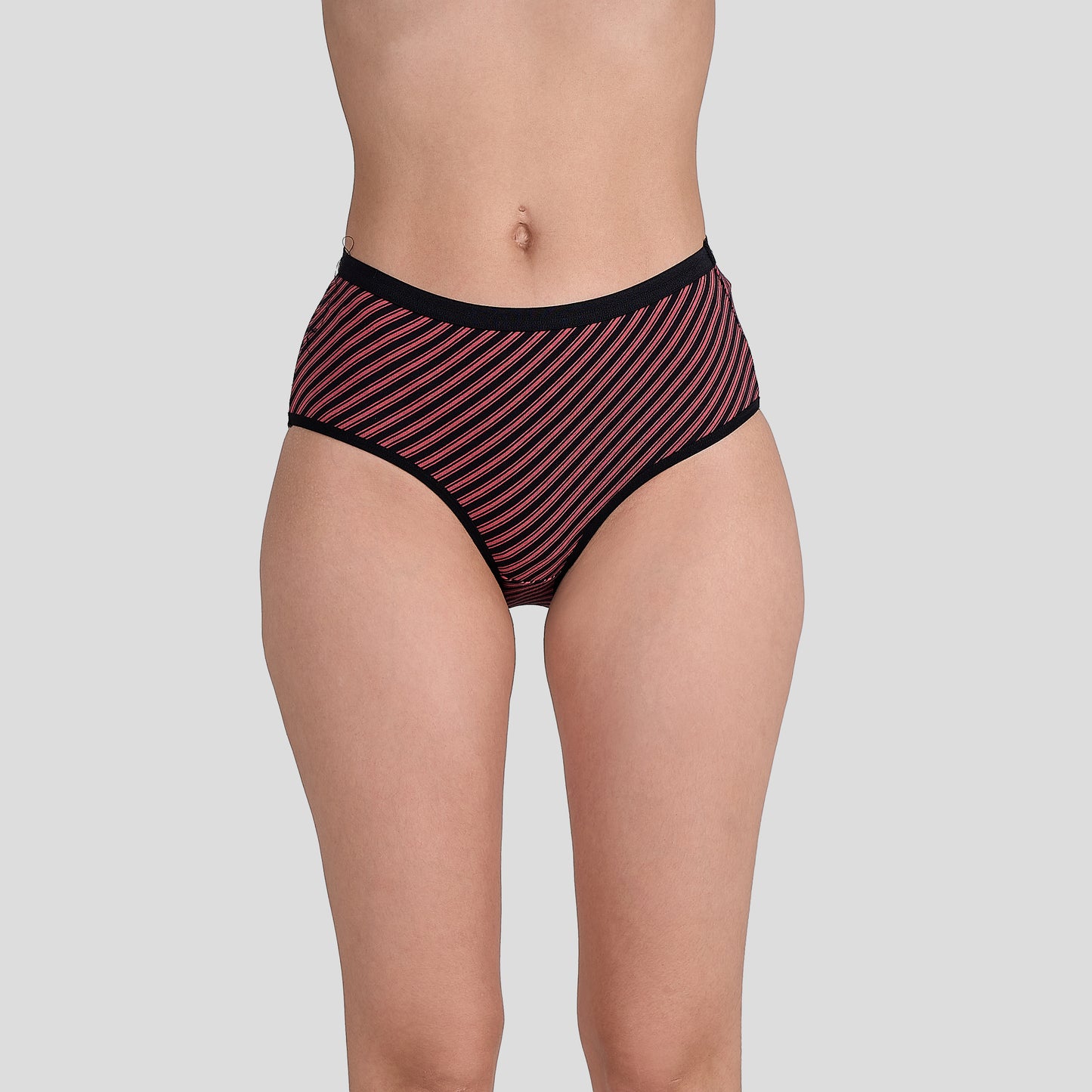 Dice Red and black striped underwear on a gray background