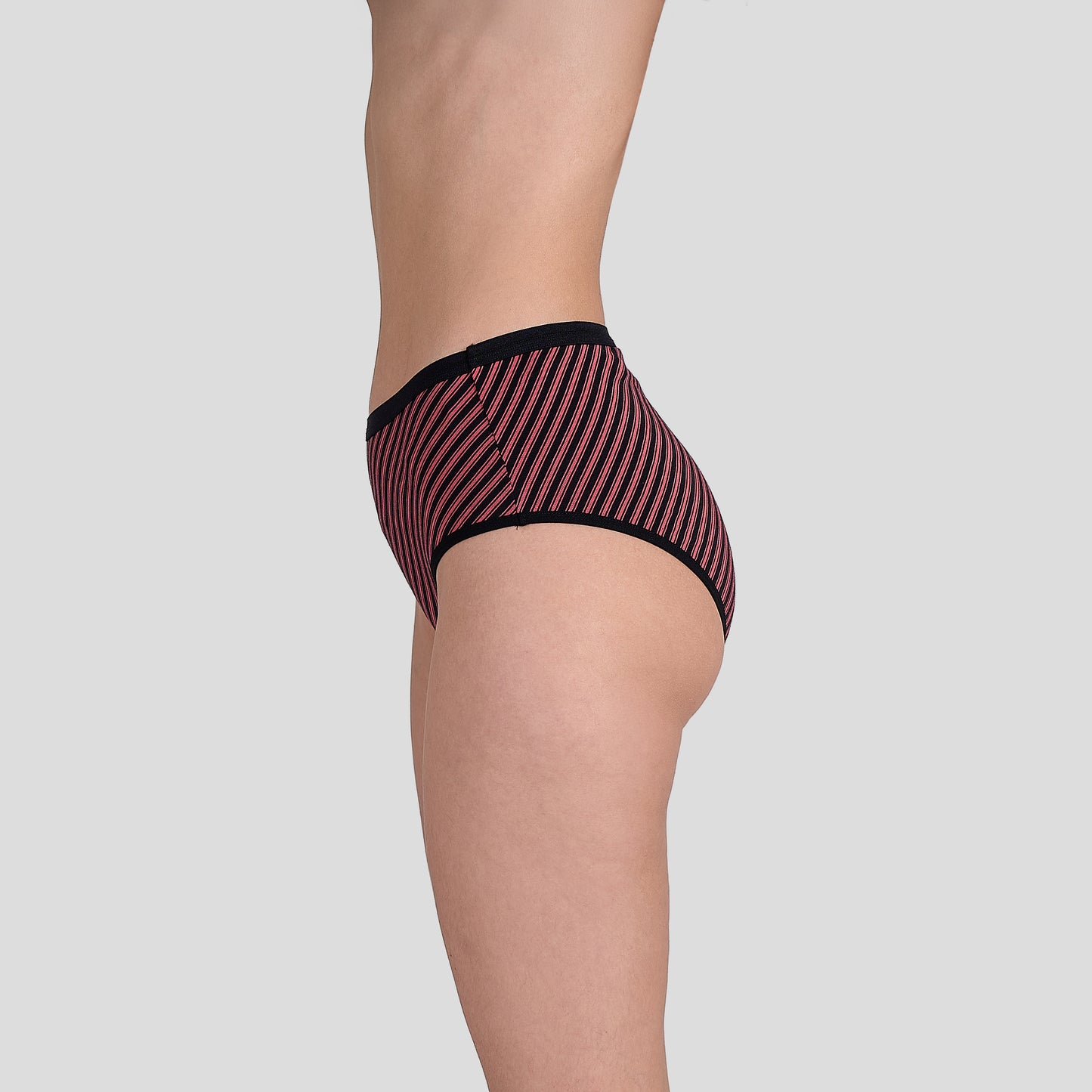 Dice Black and red striped underwear on a plain background