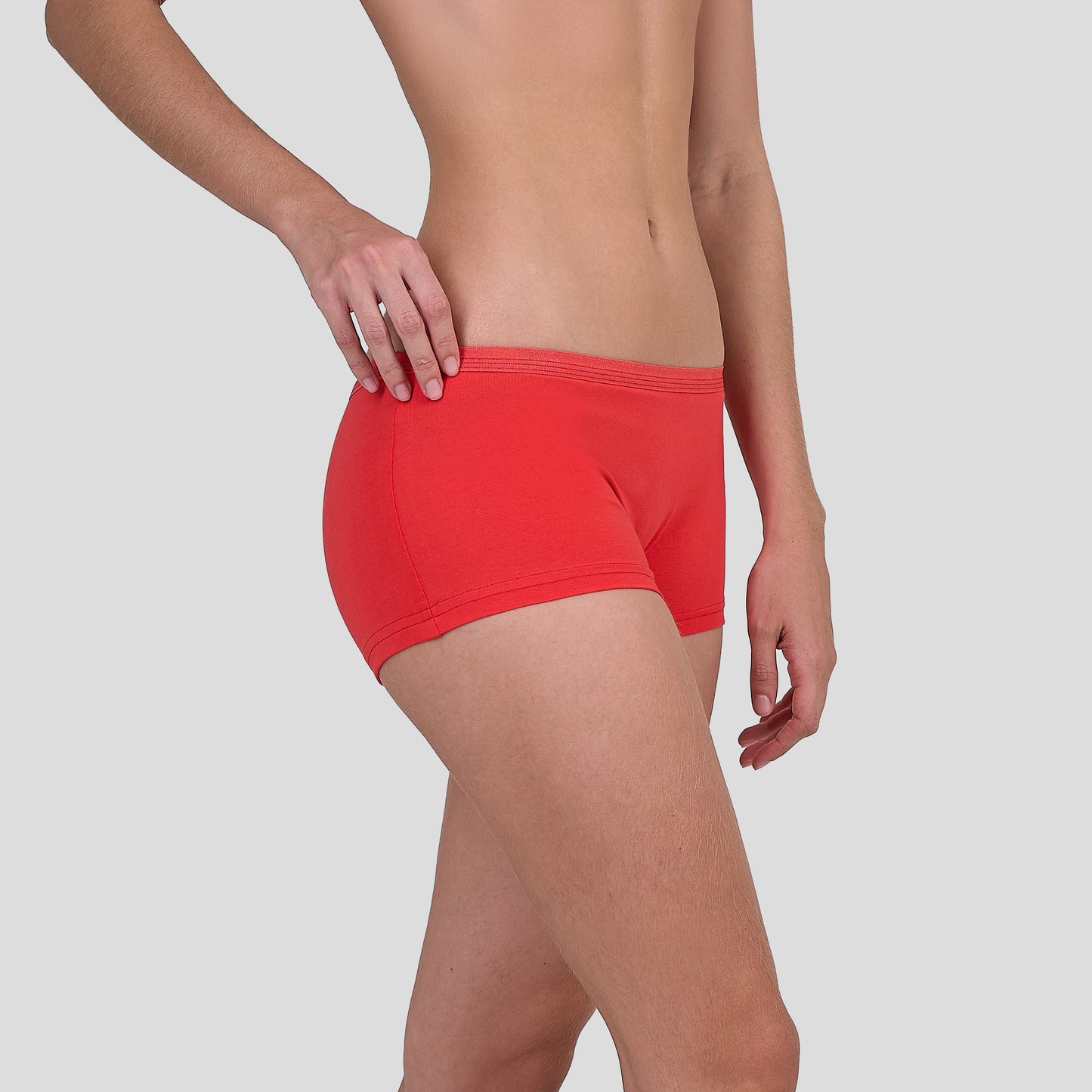 Dice Red underwear worn by a person on a gray background