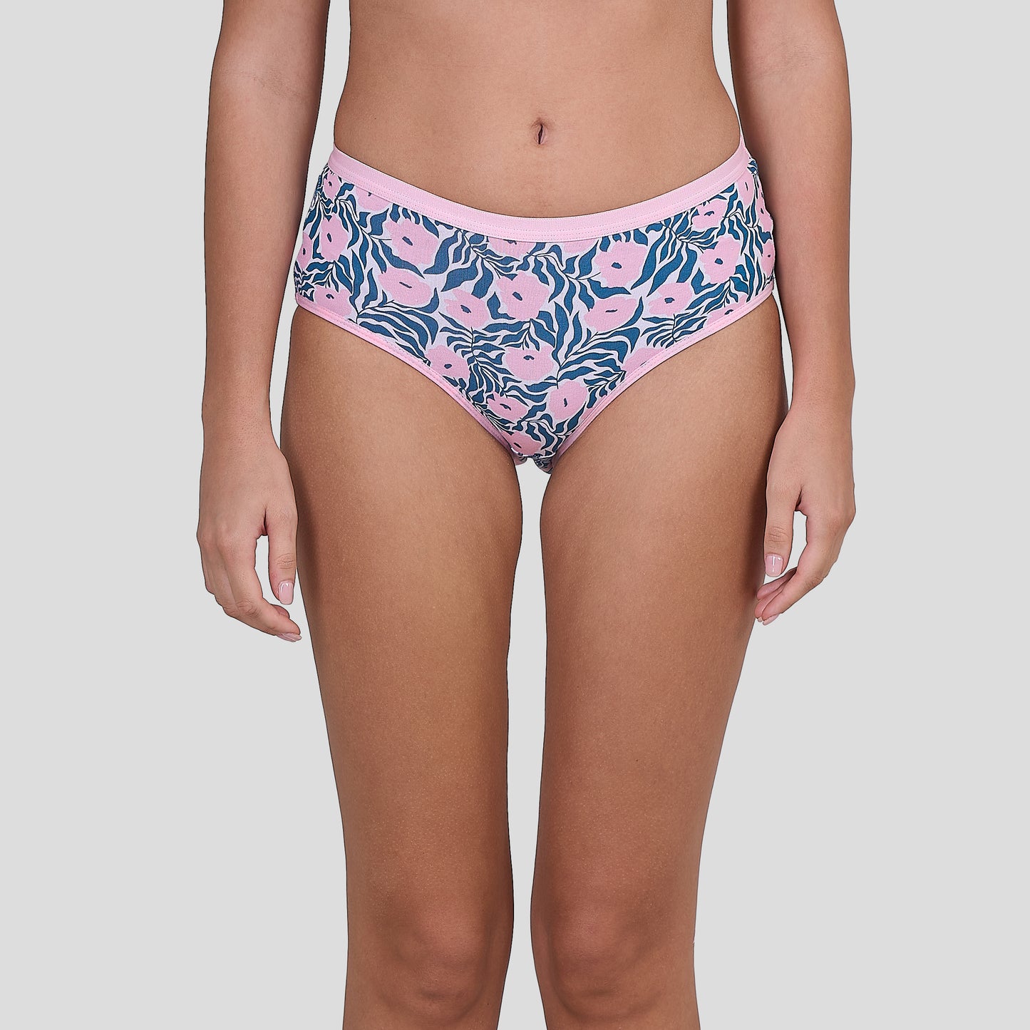 Dice Floral-patterned underwear on a plain background