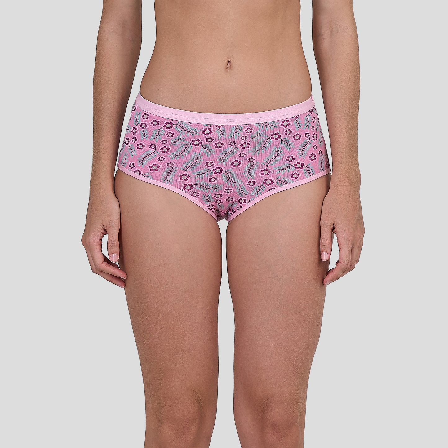Dice Pink floral-patterned underwear on a plain background