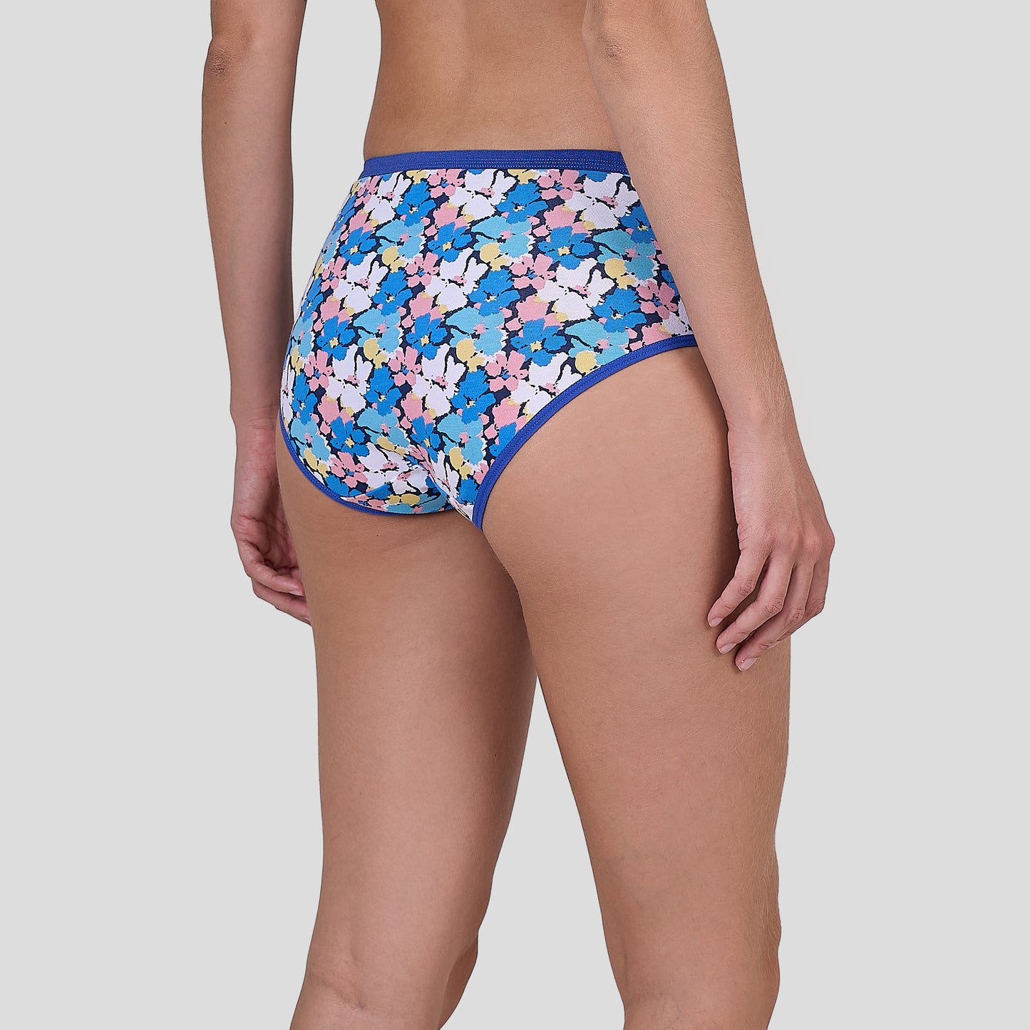 Dice Multicolored floral-patterned underwear on a plain background
