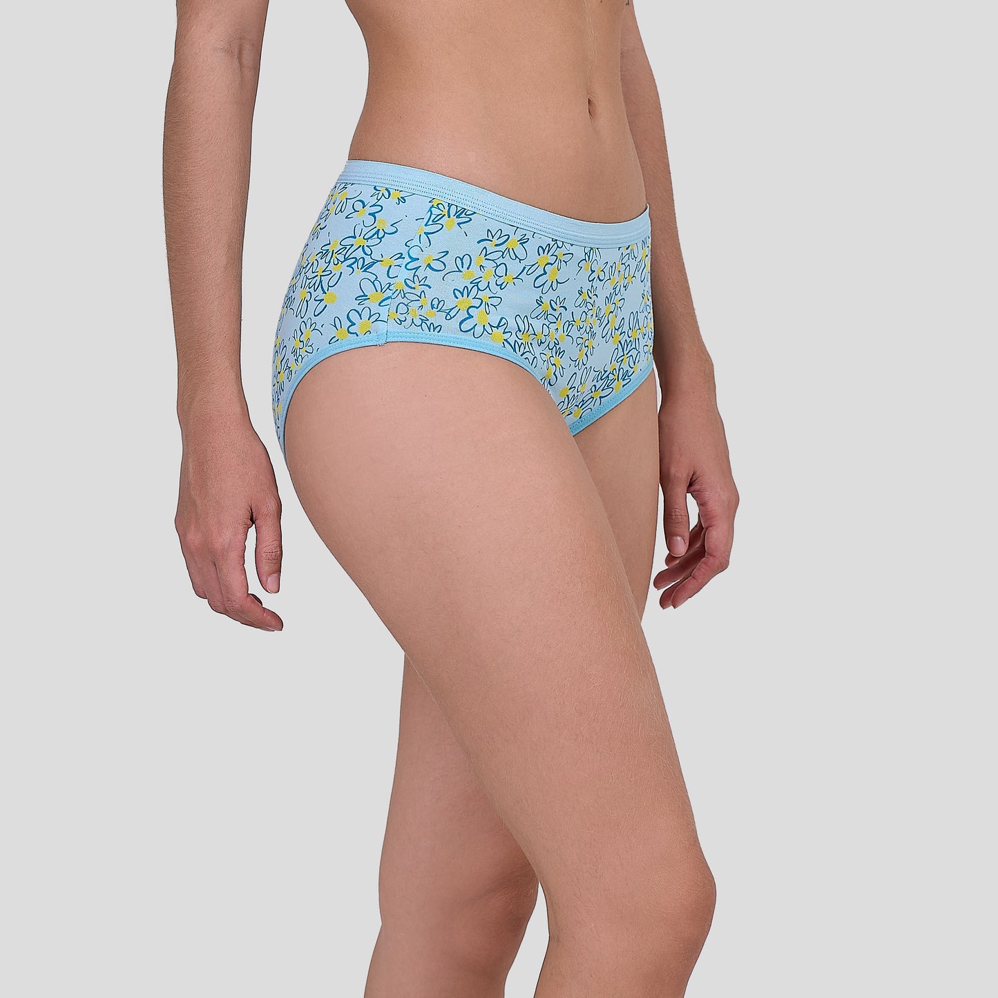Dice Light blue floral-patterned underwear on a plain background
