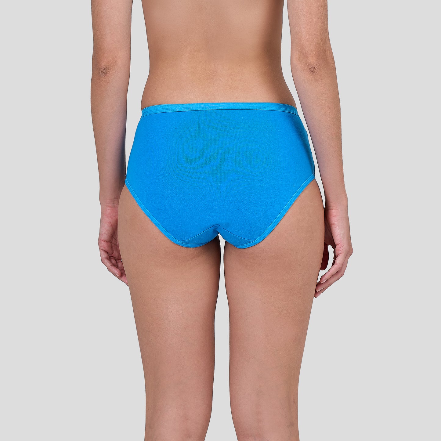 Dice Blue bikini bottom worn by a person on a plain background