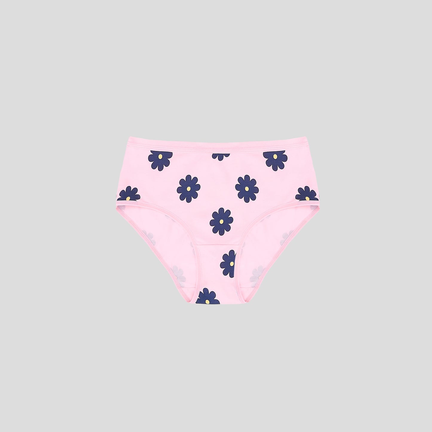 Dice Pink underwear with floral pattern on a gray background