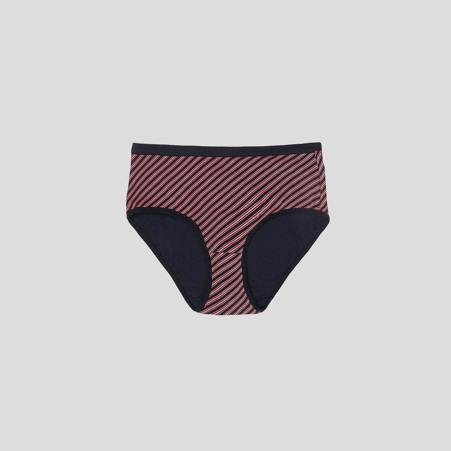 Dice Black and pink striped underwear on a light gray background