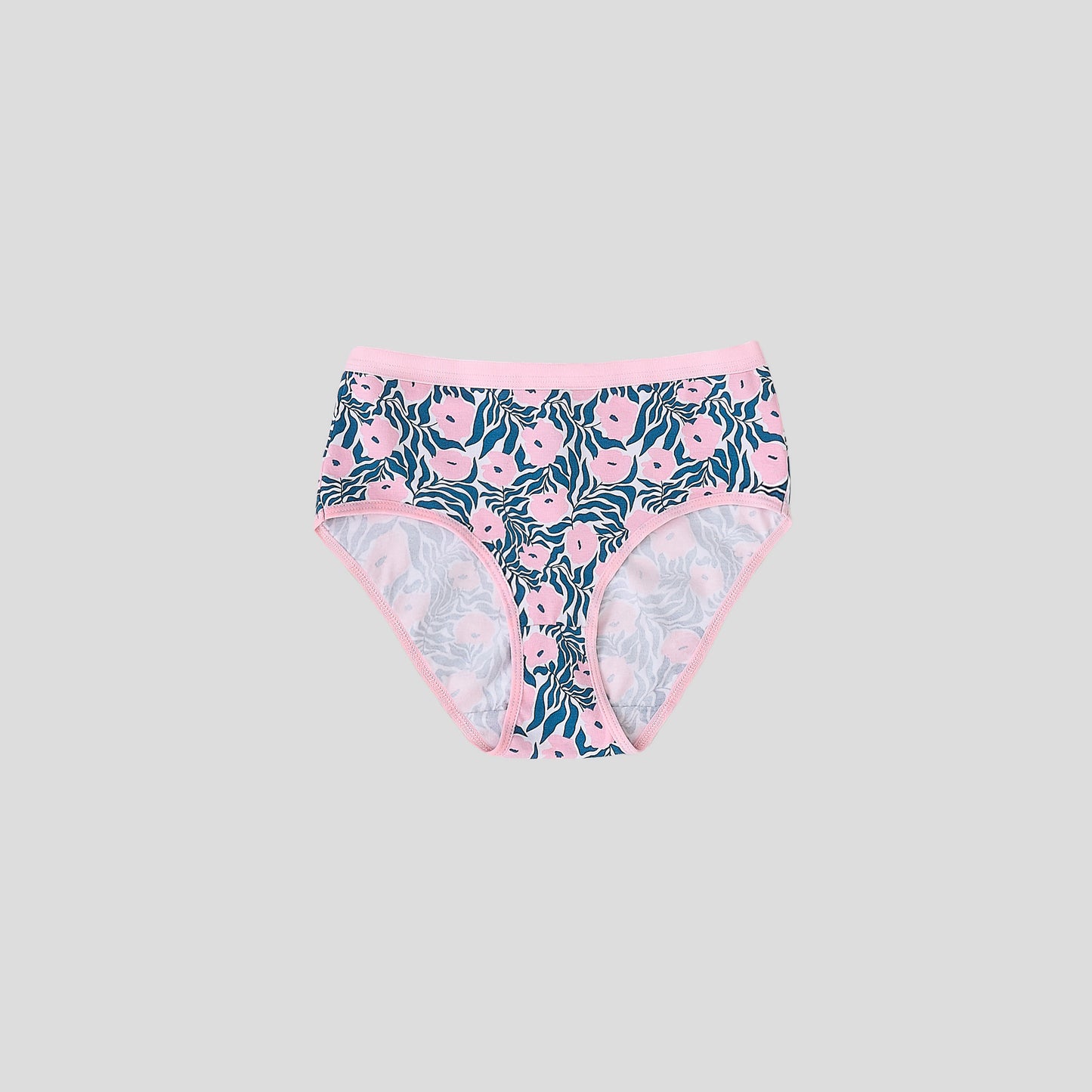 Dice Floral patterned underwear on a gray background