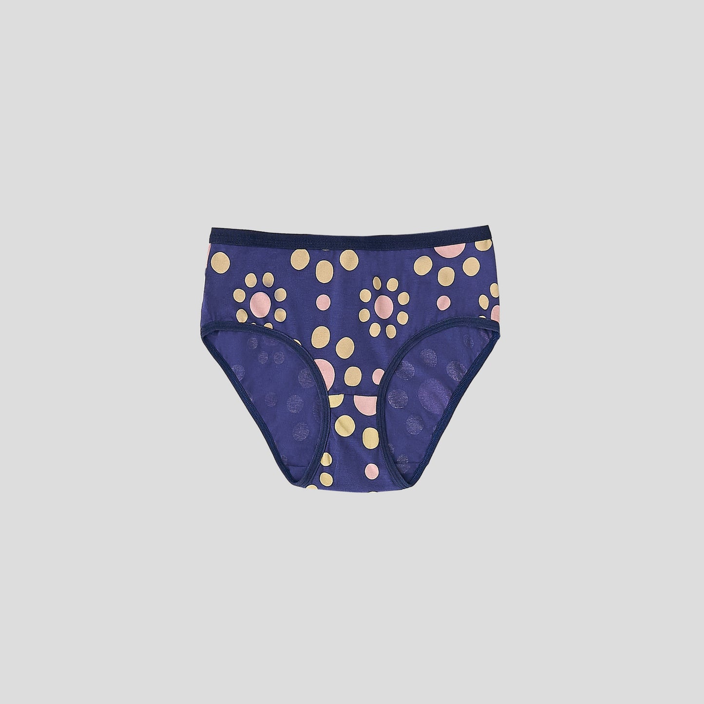 Dice Purple women's underwear with floral pattern on a gray background