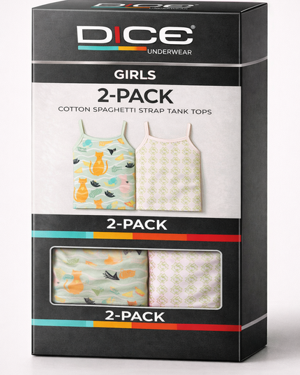 Girl's Printed Tank Top Pack Of 2