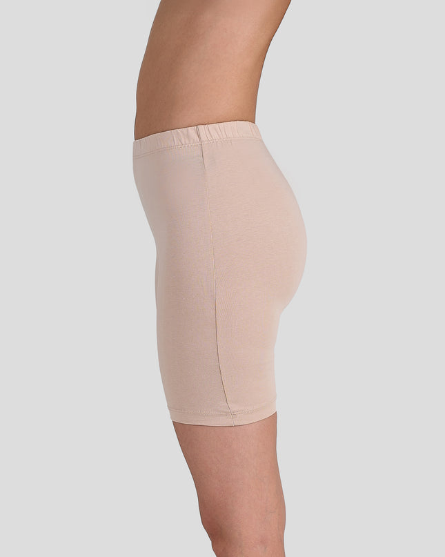 Dice Beige shapewear shorts worn by a person on a light gray background