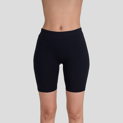 Dice Black shorts worn by a person on a light gray background