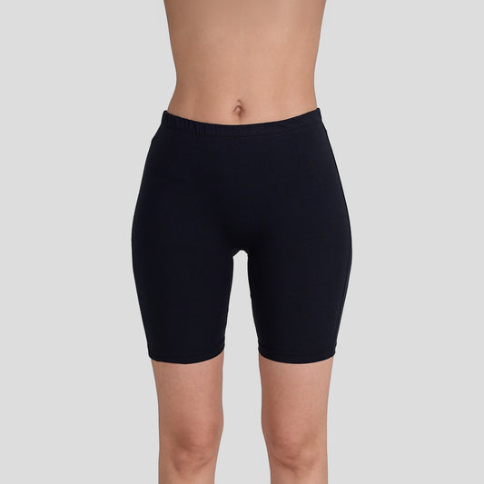 Dice Black shorts worn by a person on a light gray background