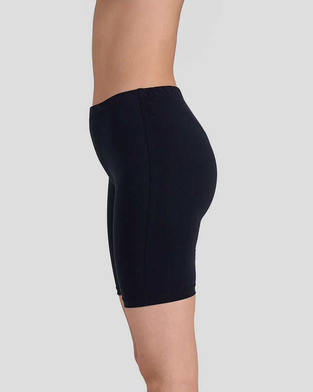 Dice Black biker shorts worn by a person on a light gray background