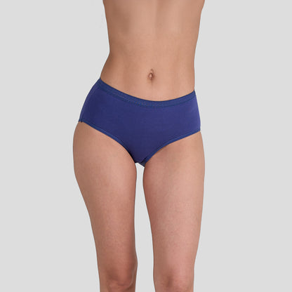 Person wearing a Dice blue underwear on a gray background