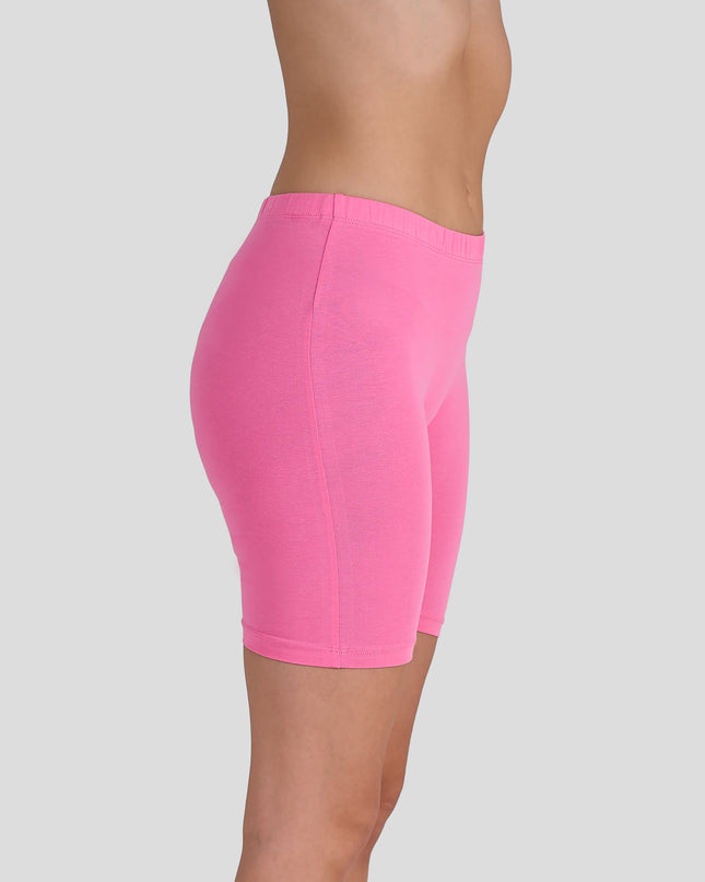 Dice Pink athletic shorts worn by a person on a light gray background