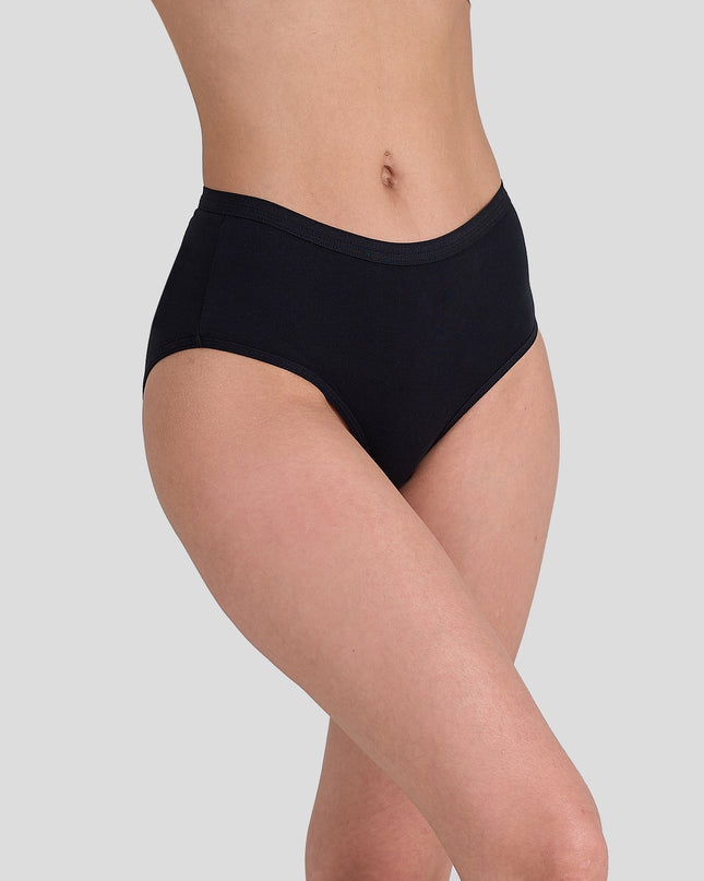 Dice Black high-waisted underwear worn by a person on a gray background