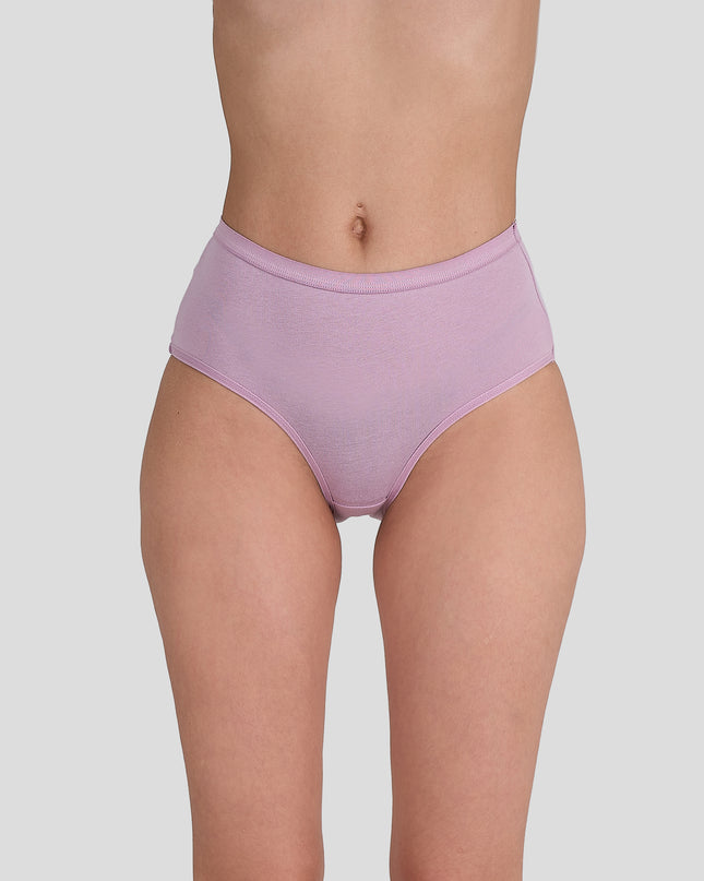 Dice Purple underwear worn by a person on a plain background