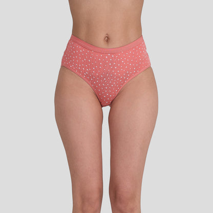 Dice Pink polka dot underwear on a plain background