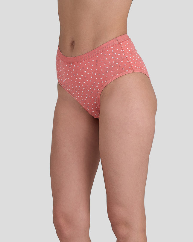 Dice Pink polka dot underwear on a plain background