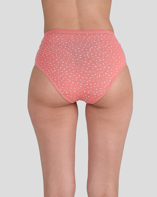 Dice Pink polka dot underwear on a plain background