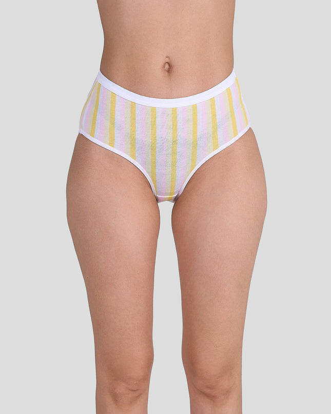 Dice Striped underwear worn by a person on a plain background