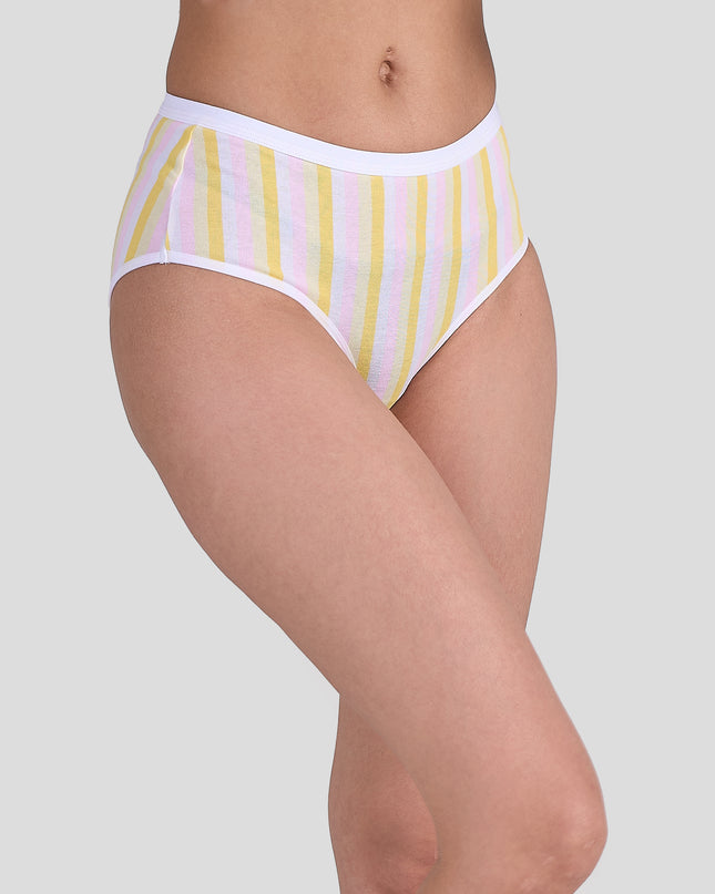 Dice Striped underwear worn by a person on a plain background
