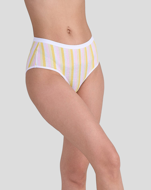 Dice Pastel striped underwear on a gray background
