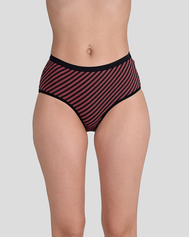 Dice Red and black striped underwear on a gray background