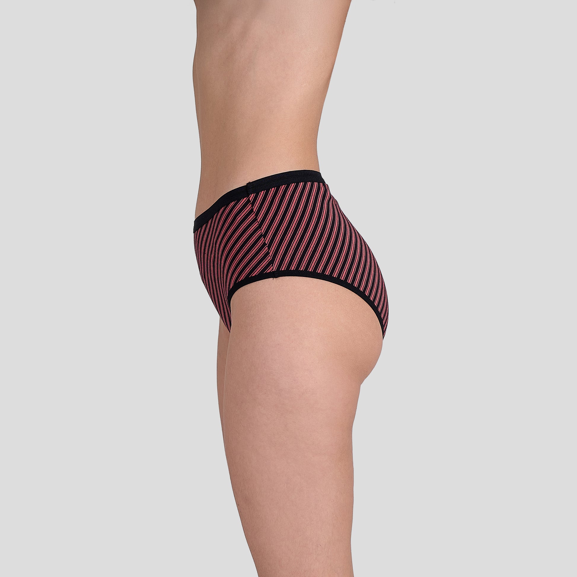 Dice Black and red striped underwear on a plain background