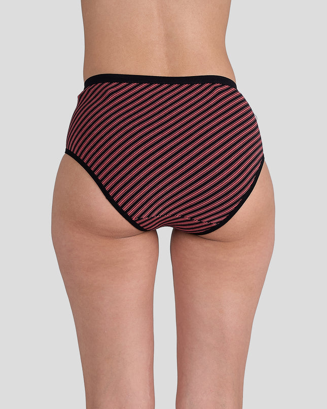 Dice Red and black striped underwear on a plain background