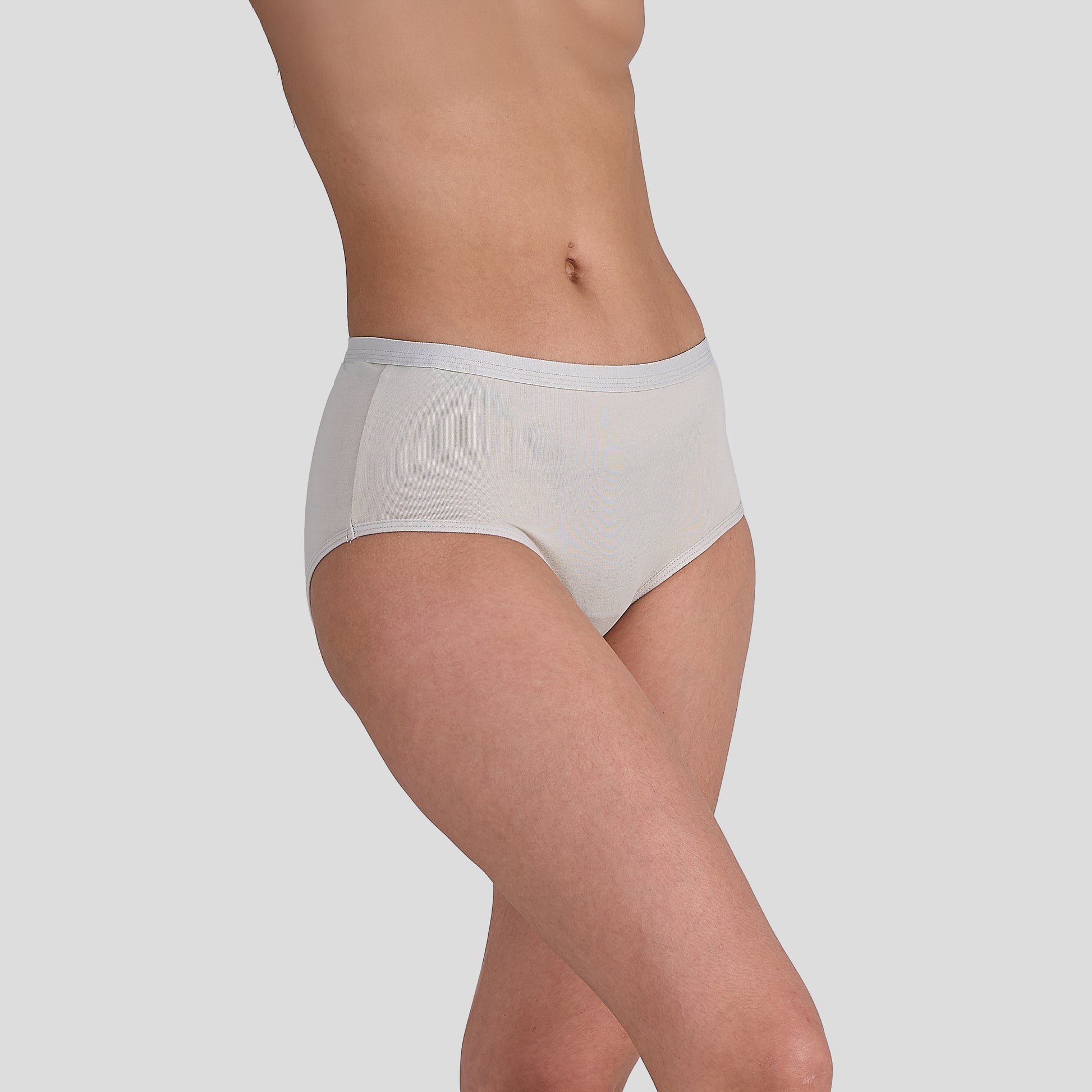 Dice Light gray underwear worn by a person on a plain background