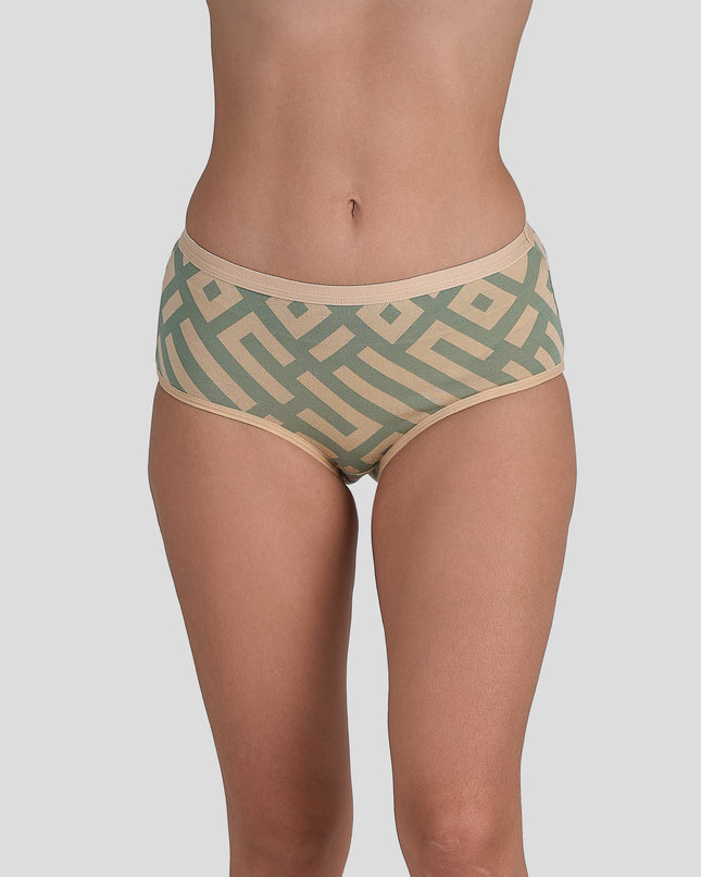Dice Green and beige patterned underwear on a plain background
