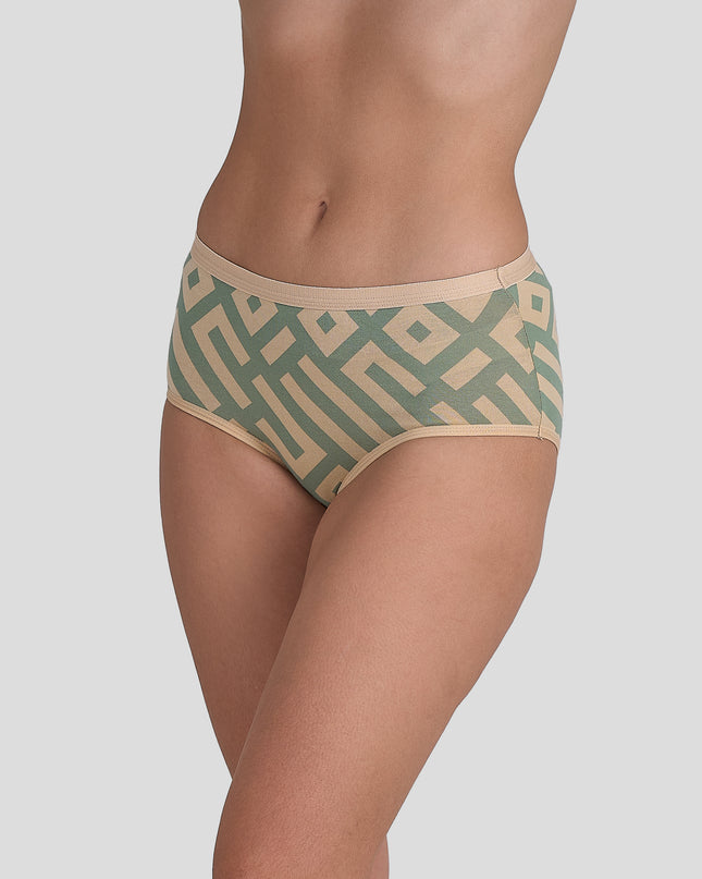 Dice Patterned underwear worn by a person on a plain background