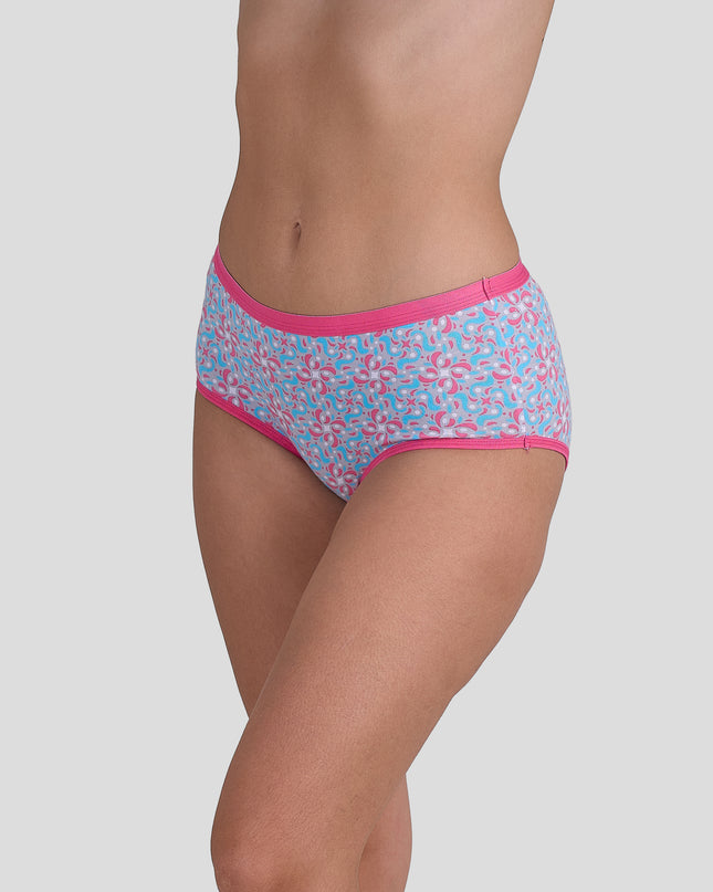 Dice Patterned underwear with pink waistband on a plain background