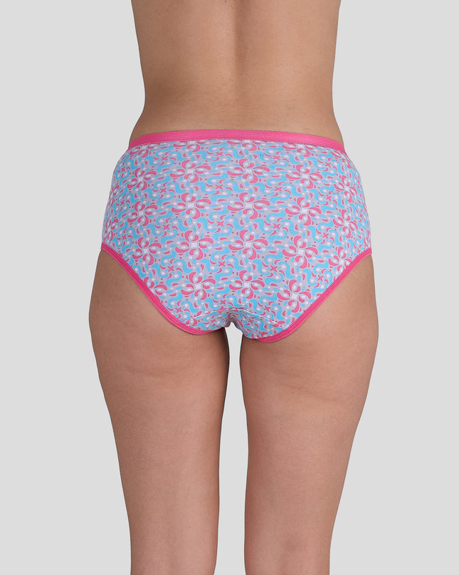 Dice Patterned underwear with pink trim on a plain background