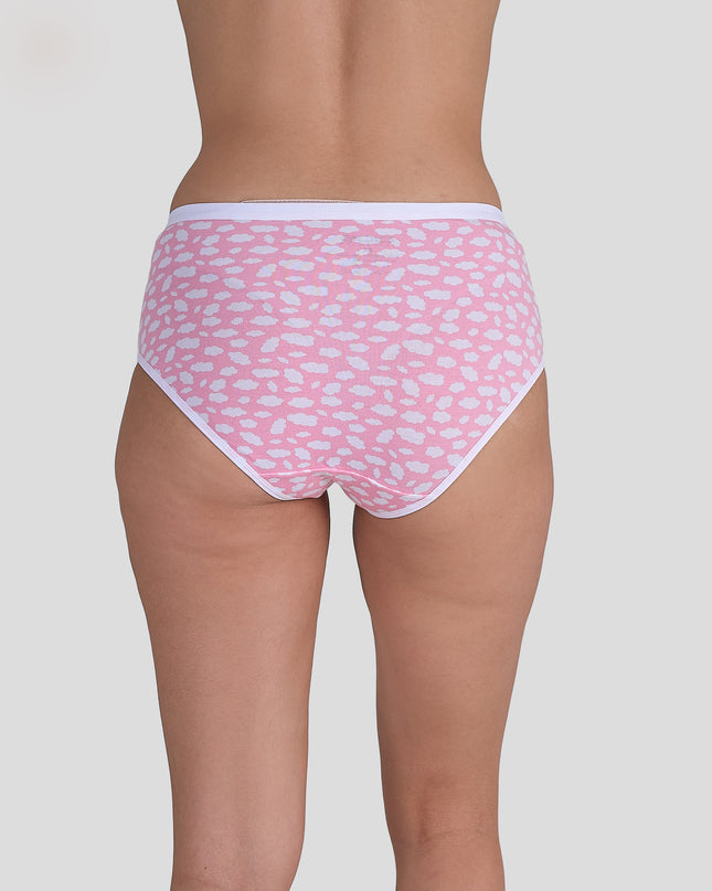 Dice Pink patterned underwear worn by a person on a plain background