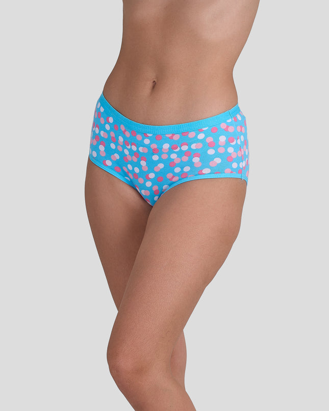Dice Blue patterned underwear worn by a person on a light gray background