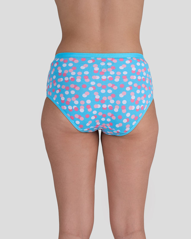 Dice Blue polka dot underwear on a plain background