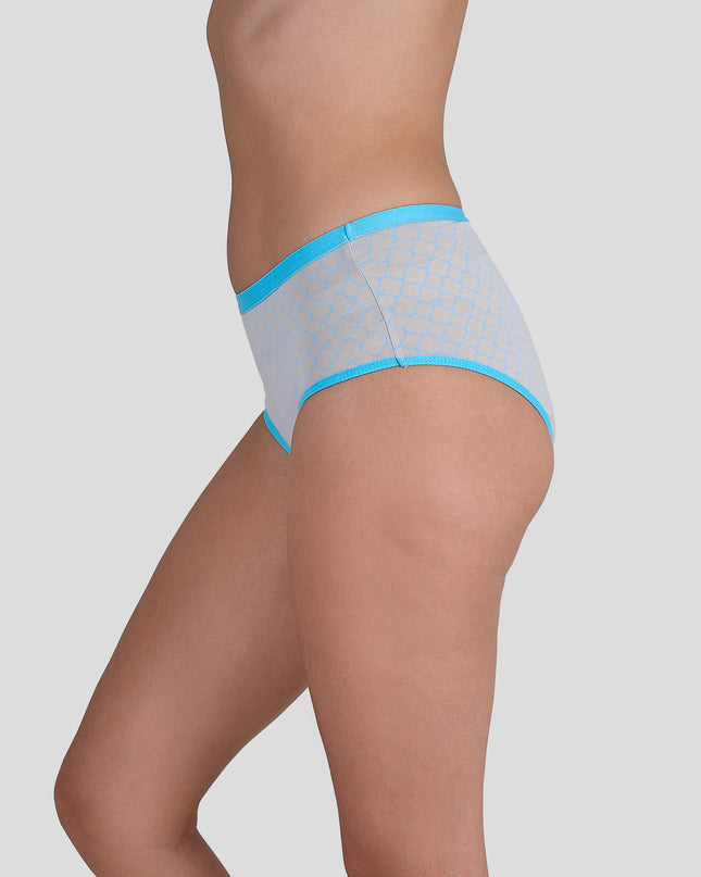 Dice Gray underwear with blue trim on a gray background