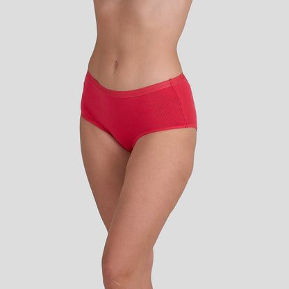 Dice Red underwear worn by a person on a gray background