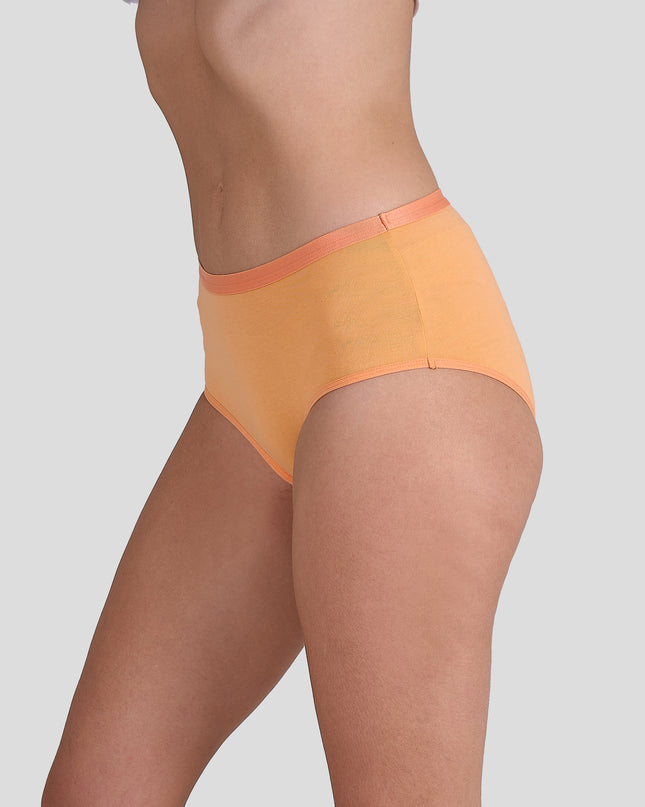Dice Orange underwear worn by a person on a light gray background