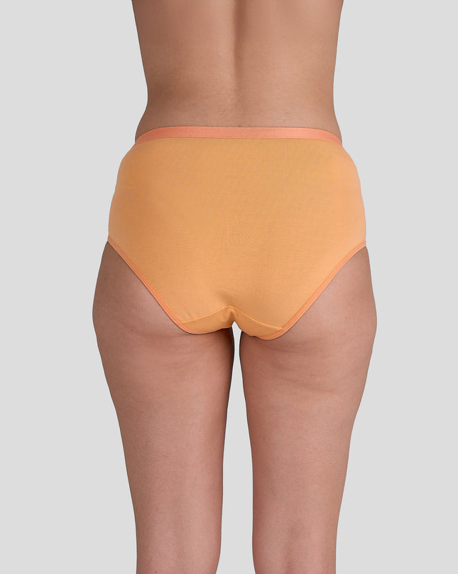 Dice Orange underwear worn by a person on a light gray background