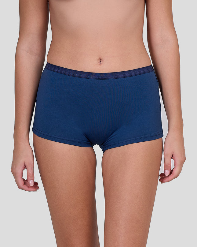Person wearing a Dice blue underwear on a plain background