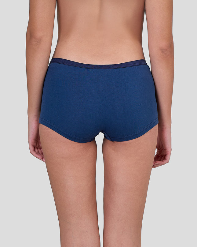 Person wearing a Dice navy blue underwear on a light gray background