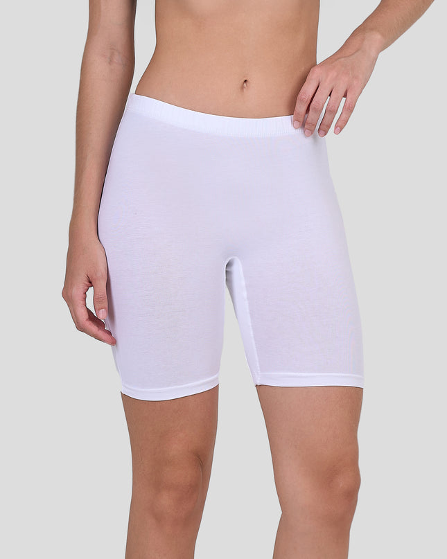 Dice White athletic shorts worn by a person on a plain background