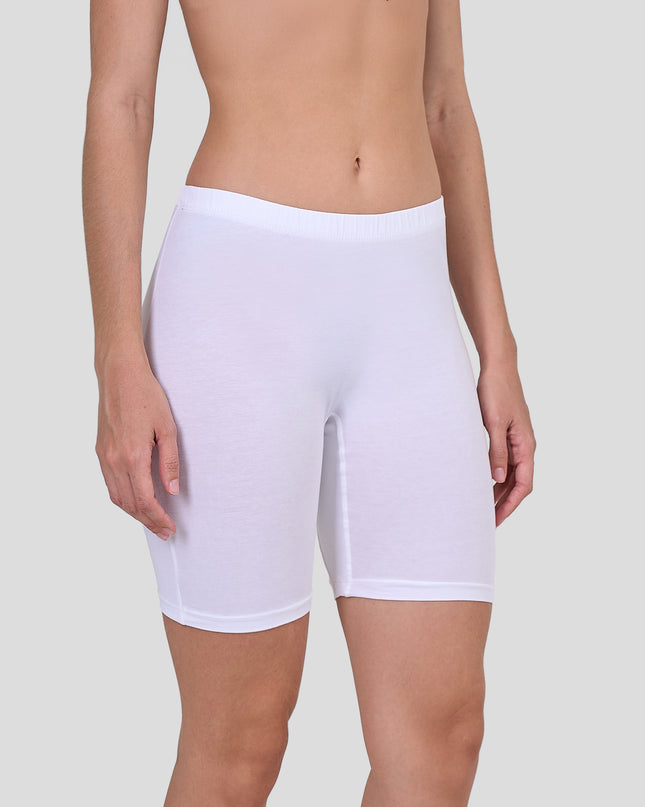 Dice White athletic shorts worn by a person on a plain background