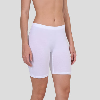 Dice White athletic shorts worn by a person on a plain background